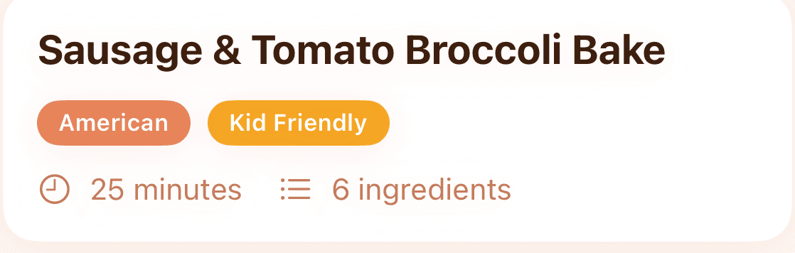 Sausage & Tomato Broccoli Bake — a Morela recipe