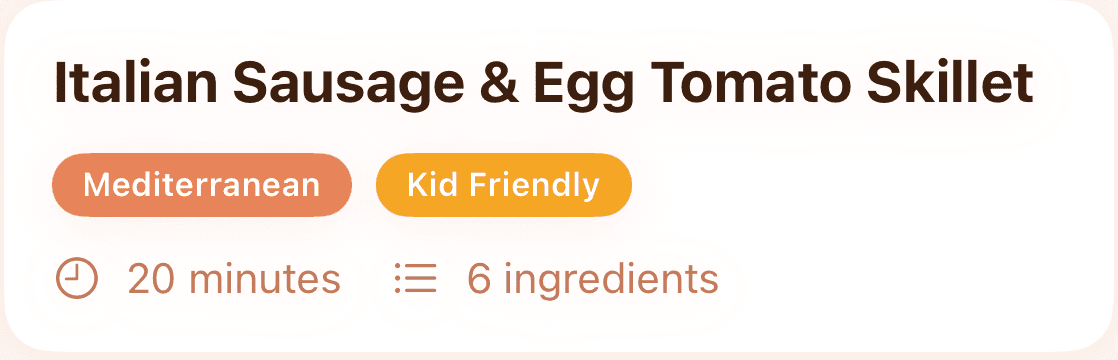 Italian Sausage & Egg Tomato Skillet — a Morela recipe