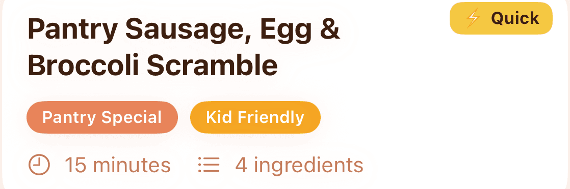 Pantry Sausage, Egg & Broccoli Scramble — a Morela recipe